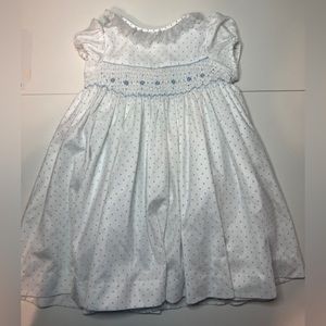2T Luli & Me Blue Dot Smocked Short Sleeve Dress